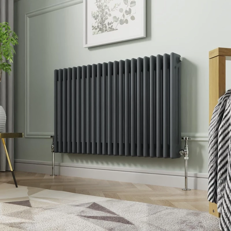 NRG 600 x 1010mm Traditional Anthracite Horizontal Cast Iron Style Radiator Triple Panel