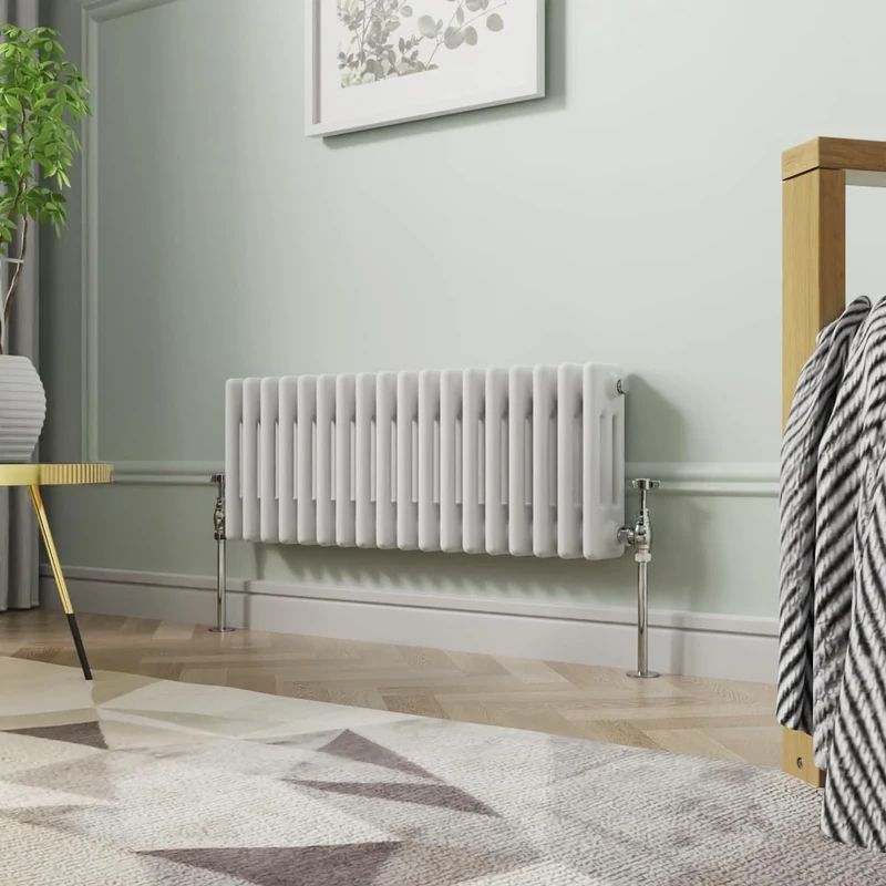 NRG 300 x 830 mm Gloss White Horizontal Cast Iron Radiator Triple Panel