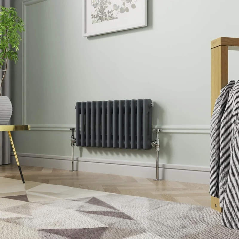 NRG 300 x 605mm Traditional Anthracite Horizontal Cast Iron Style Radiator Double Panel