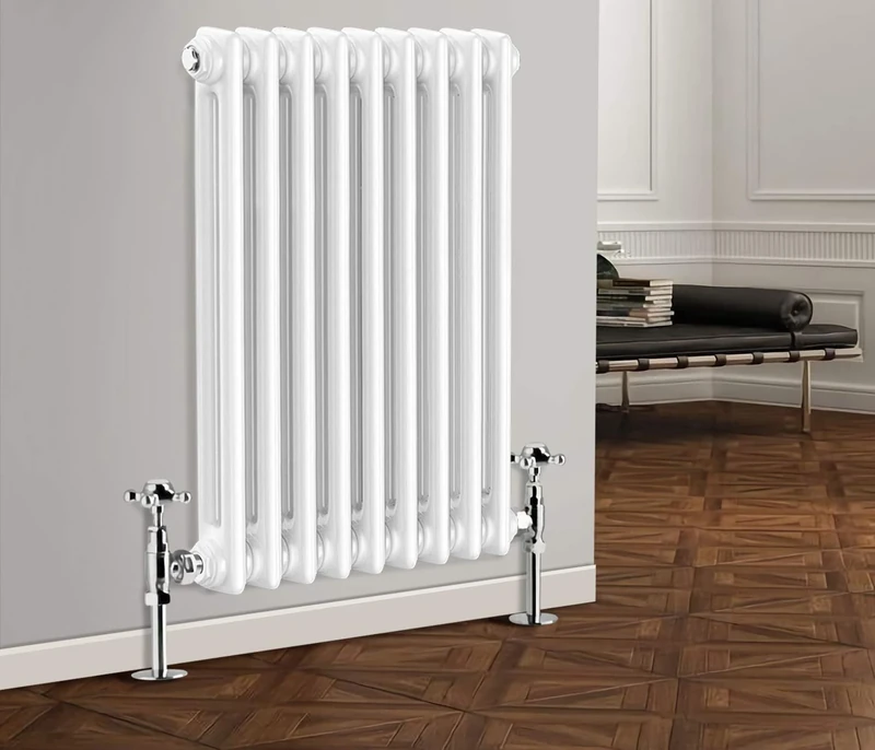 NRG 600 x 425 mm Traditional Gloss White Horizontal Cast Iron Radiator Double Panel