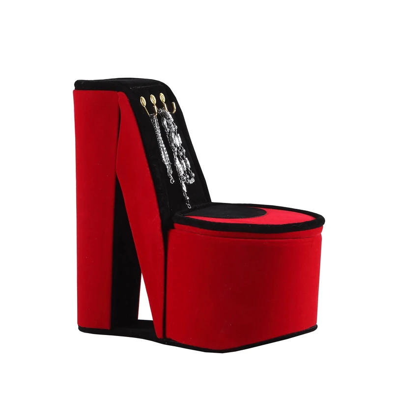 ORE International HBB1821 High Heel Shoe Display With Hooks Jewelry Box, Red Velvet