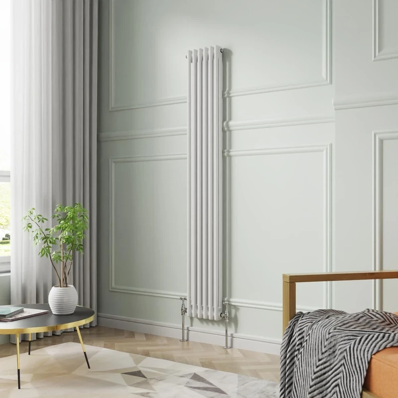 NRG 1800 x 290 mm Gloss White Vertical Cast Iron Radiator Double Panel