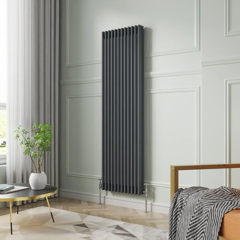 NRG 1800 x 560mm Traditional Anthracite Vertical Cast Iron Style Radiator Triple Panel
