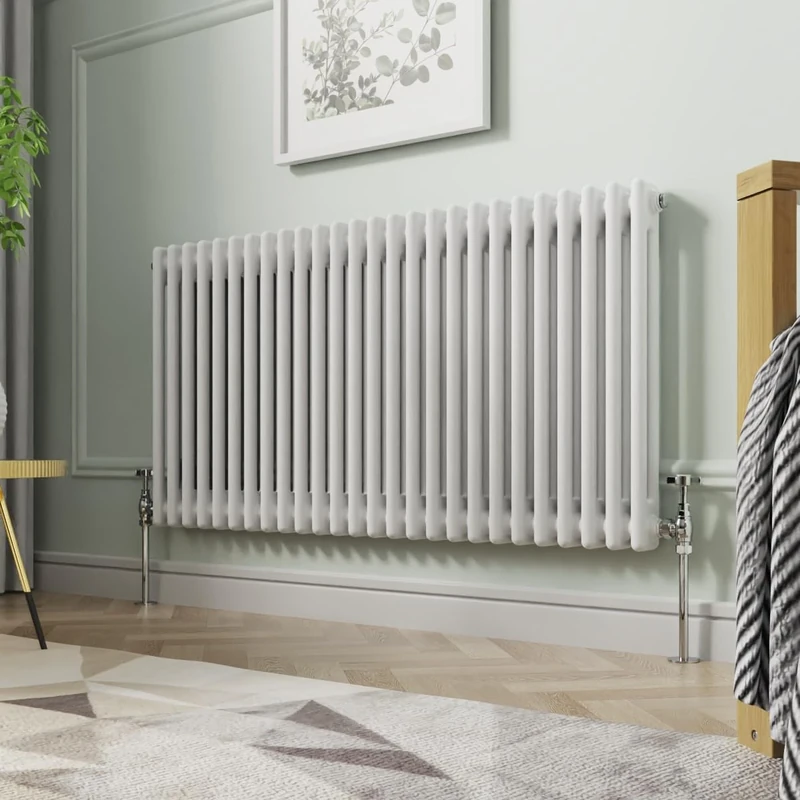 NRG 600 x 1190 mm Gloss White Horizontal Cast Iron Radiator Double Panel