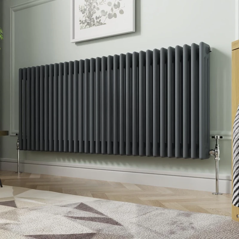 NRG 600 x 1460mm Traditional Anthracite Horizontal Cast Iron Style Radiator Triple Panel