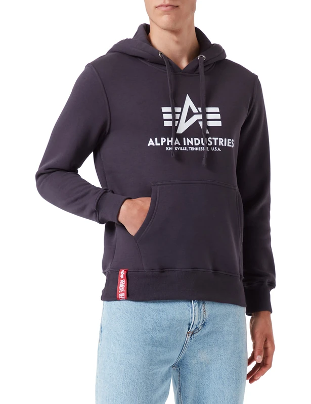 Alpha Industries Basic Hoody Hooded Sweat for Men Grey Heather