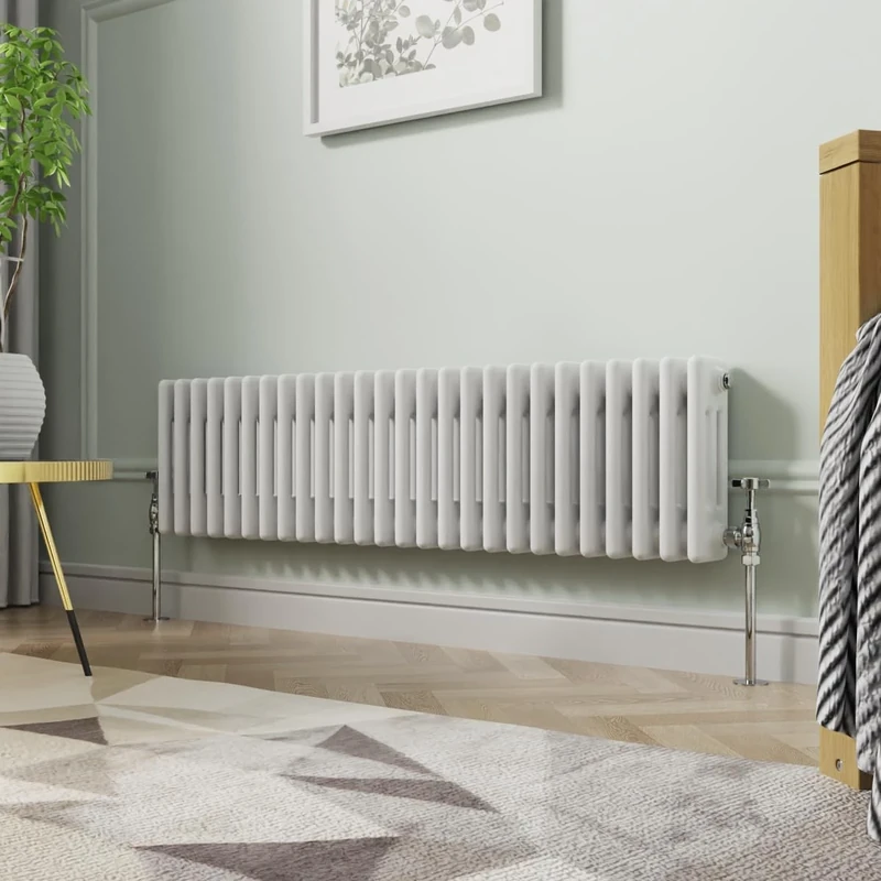 NRG 300 x 1190 mm Gloss White Horizontal Cast Iron Radiator Triple Panel