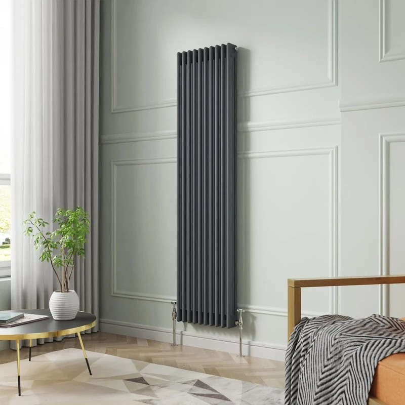 NRG 1800 x 470mm Traditional Anthracite Vertical Cast Iron Style Radiator Triple Panel