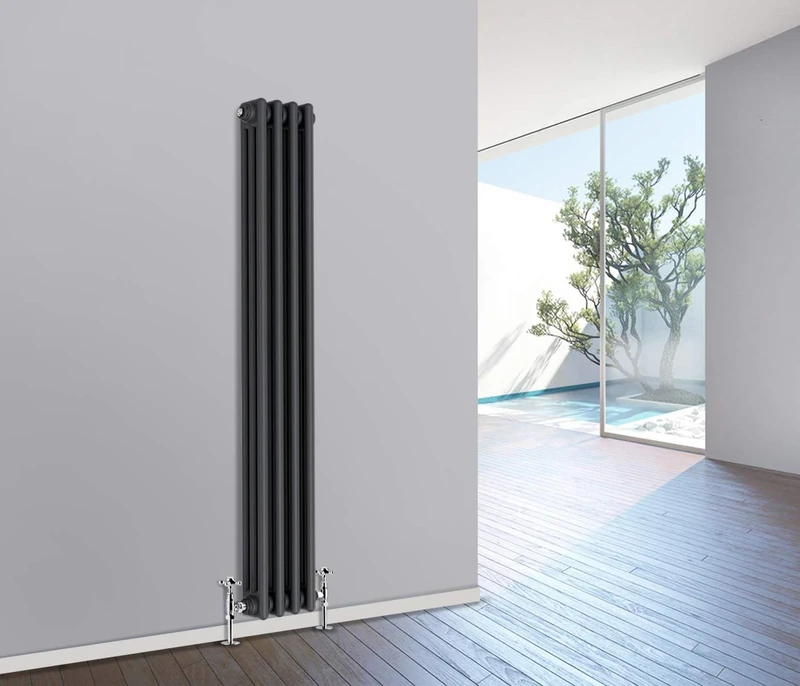 NRG 1500 x 200mm Traditional Anthracite Vertical Cast Iron Style Radiator Triple Panel