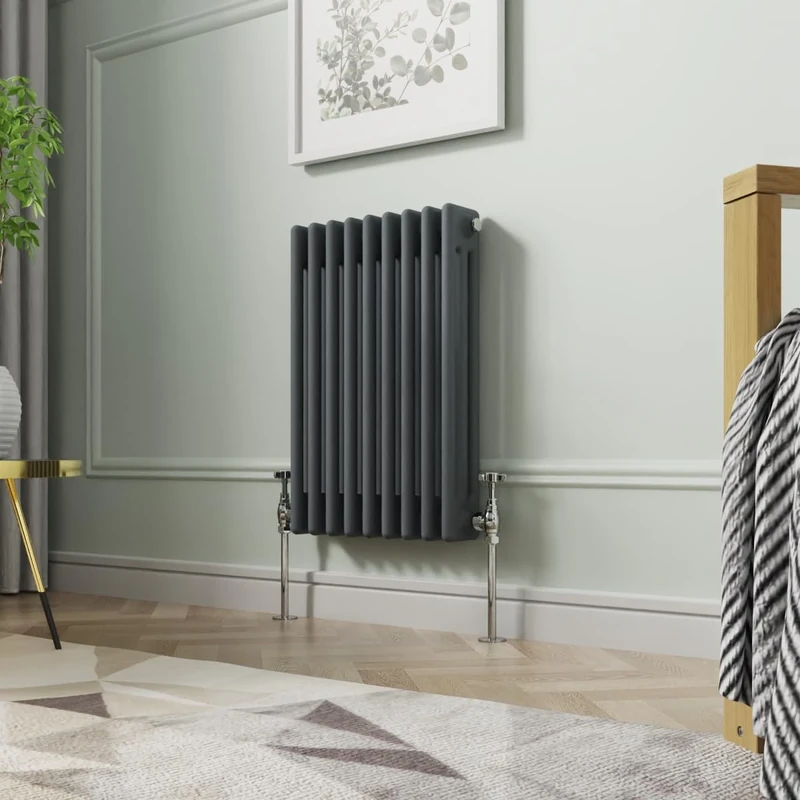NRG 600 x 425mm Traditional Anthracite Horizontal Cast Iron Style Radiator Triple Panel