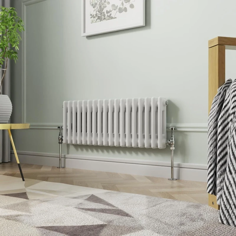 NRG 300 x 830 mm Gloss White Horizontal Cast Iron Radiator Double Panel