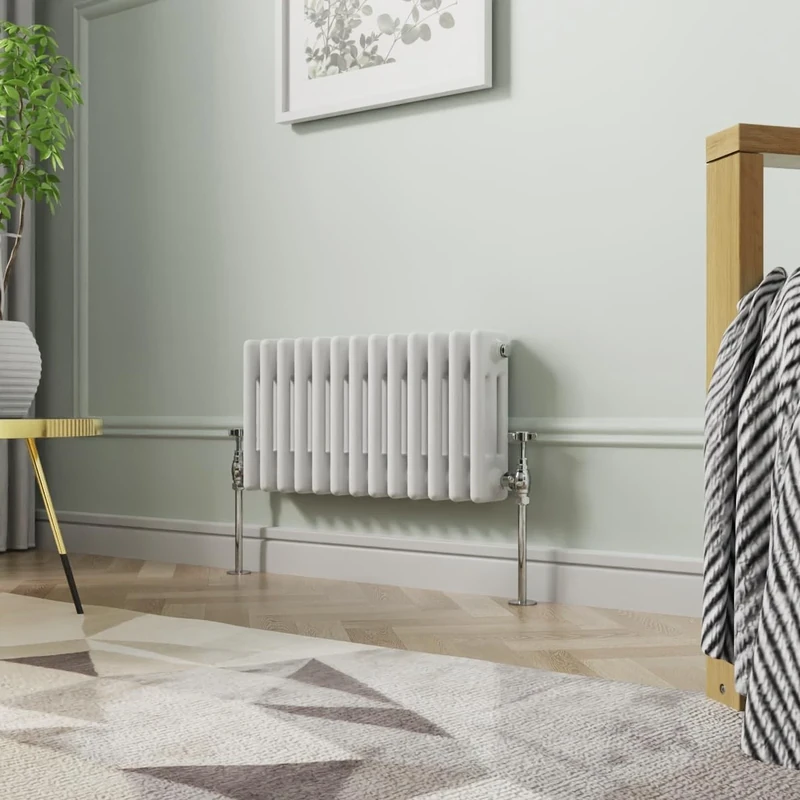 NRG 300 x 605 mm Gloss White Horizontal Cast Iron Radiator Triple Panel