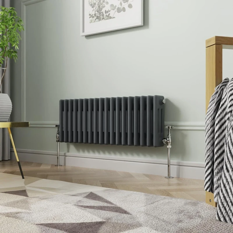 NRG 300 x 830mm Traditional Anthracite Horizontal Cast Iron Style Radiator Triple Panel
