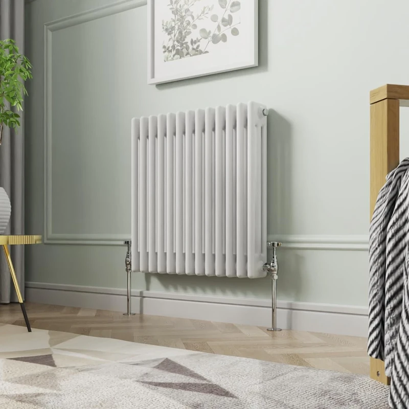 NRG 600 x 605 mm Gloss White Horizontal Cast Iron Radiator Triple Panel
