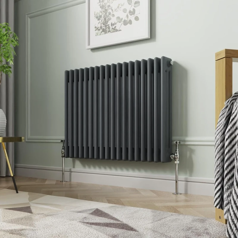 NRG 600 x 830mm Traditional Anthracite Horizontal Cast Iron Style Radiator Triple Panel