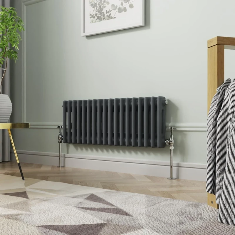 NRG 300 x 830mm Traditional Anthracite Horizontal Cast Iron Style Radiator Double Panel