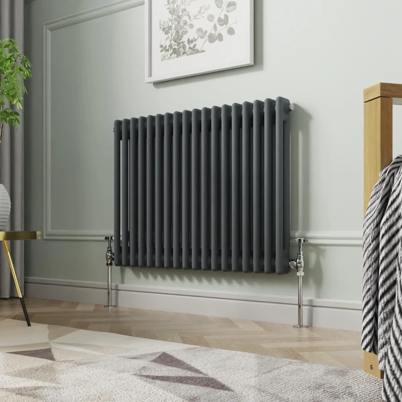 NRG 600 x 830mm Traditional Anthracite Horizontal Cast Iron Style Radiator Double Panel