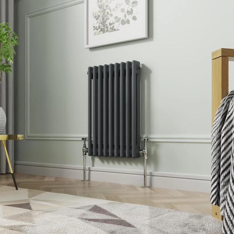 NRG 600 x 425mm Traditional Anthracite Horizontal Cast Iron Style Radiator Double Panel