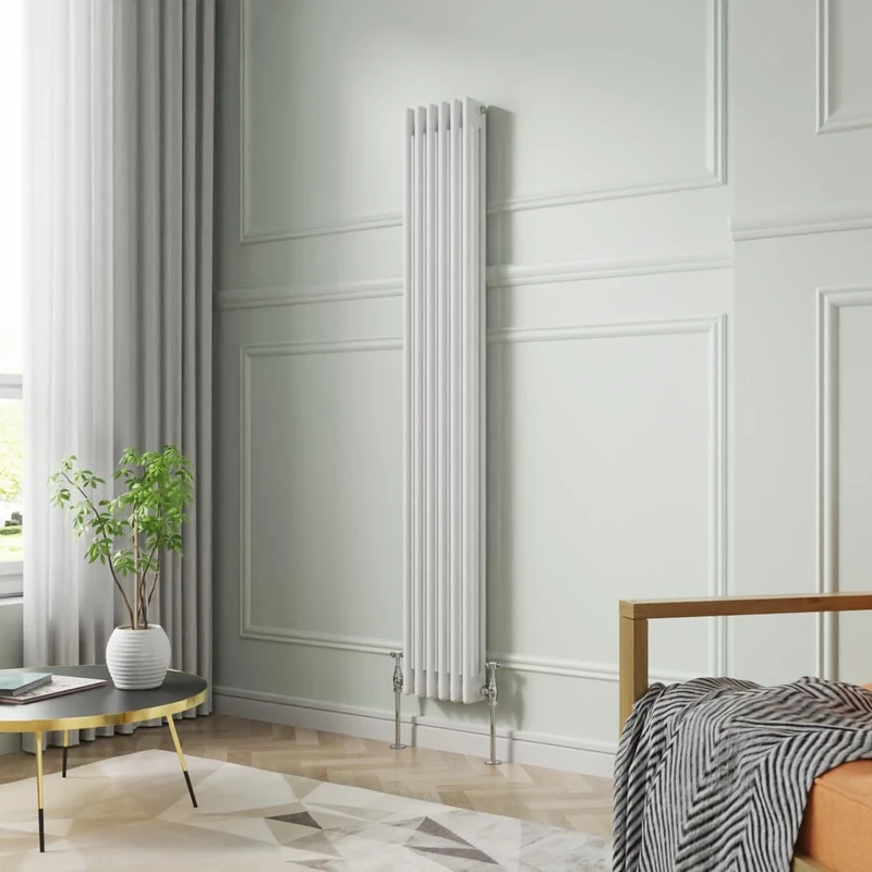 NRG 1800 x 290 mm Gloss White Vertical Cast Iron Radiator Triple Panel