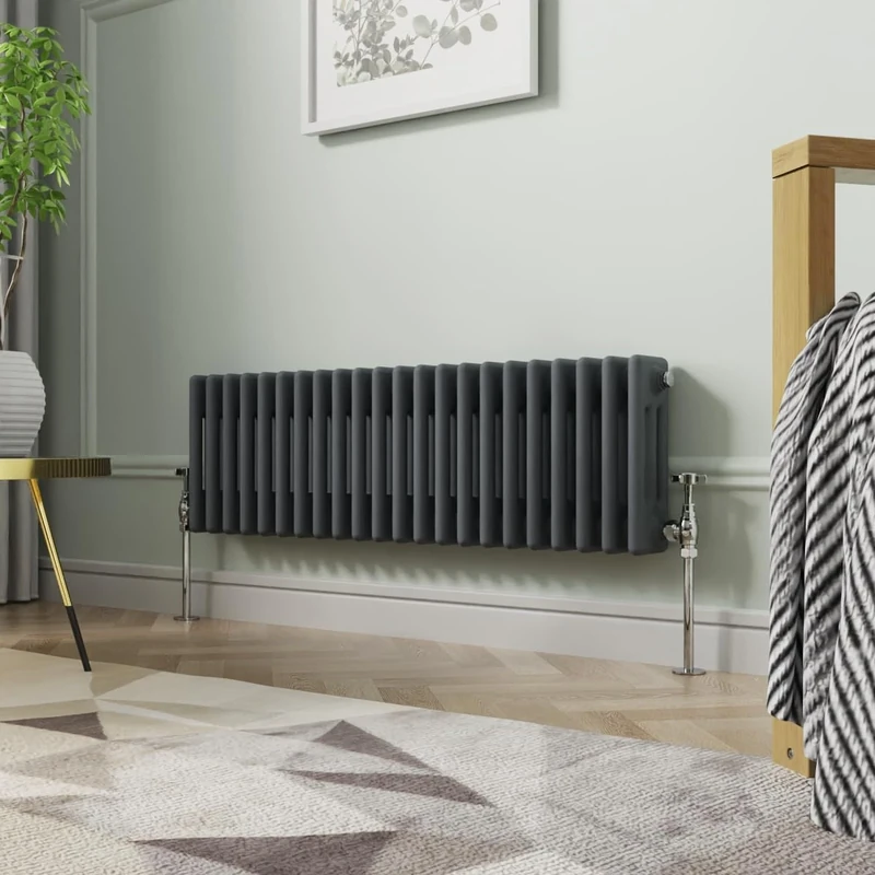 NRG 300 x 1010mm Traditional Anthracite Horizontal Cast Iron Style Radiator Triple Panel