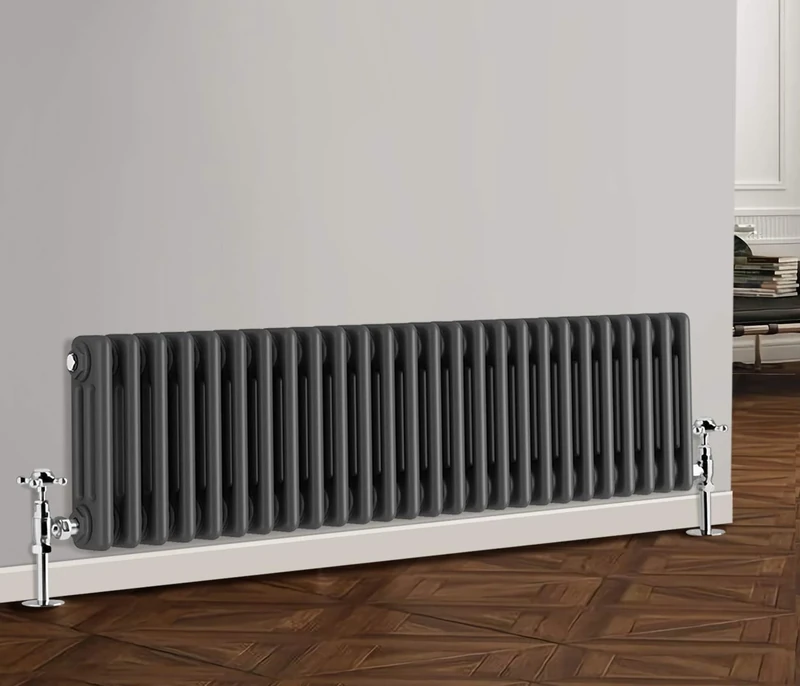 NRG 300 x 1190mm Traditional Anthracite Horizontal Cast Iron Radiator Triple Panel for Bathroom Living Room and Kitchen