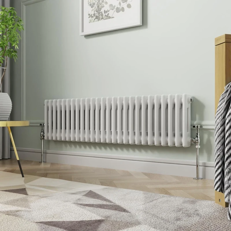 NRG 300 X 1190 mm Gloss White Horizontal Cast Iron Radiator Double Panel
