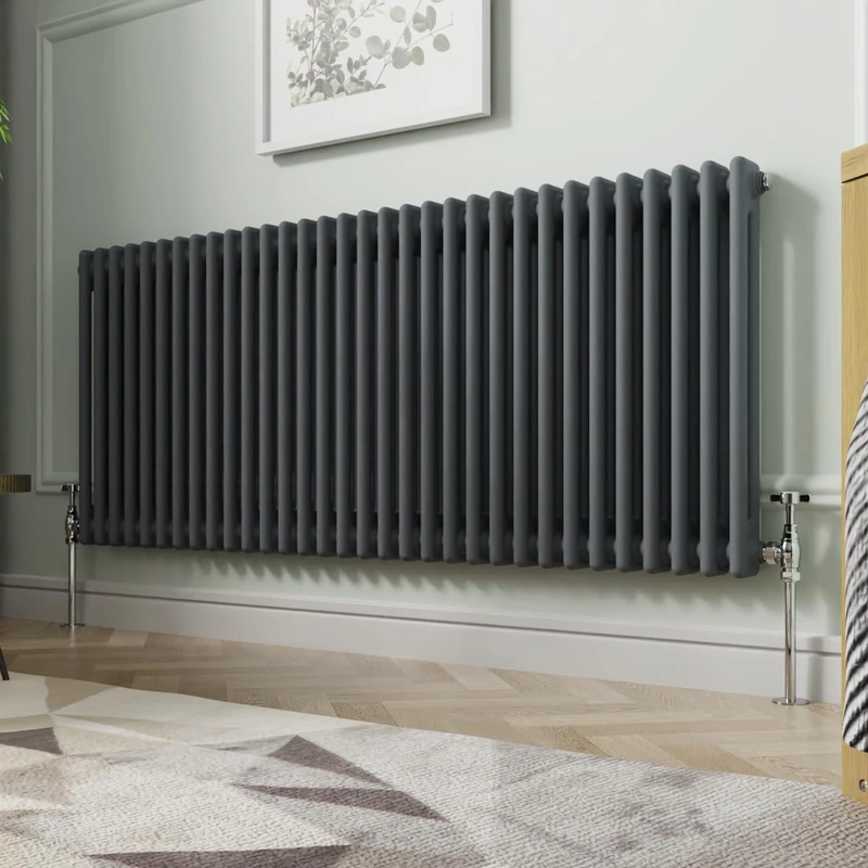 NRG 600 x 1460mm Traditional Anthracite Horizontal Cast Iron Style Radiator Double Panel