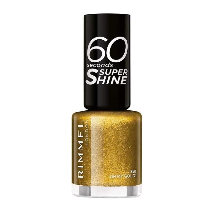 Rimmel 60 Seconds Glitter Nail Polish, 831 Oh My Gold, 8 ml