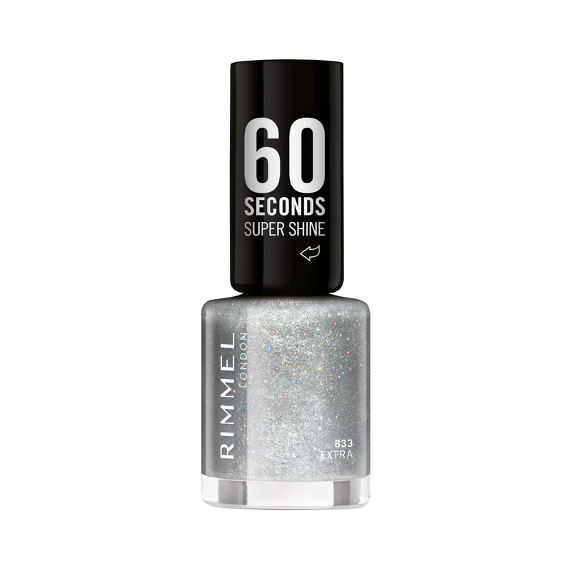 Rimmel 60 Seconds Glitter Nail Polish, 833 Extra, 8 ml