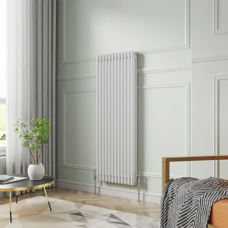 NRG 1500 x 560 mm Gloss White Vertical Cast Iron Radiator Triple Panel