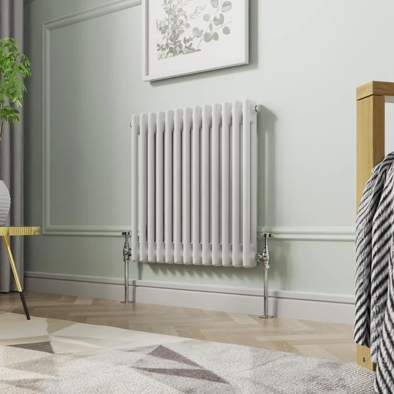 NRG 600 x 605 mm Gloss White Horizontal Cast Iron Radiator Double Panel