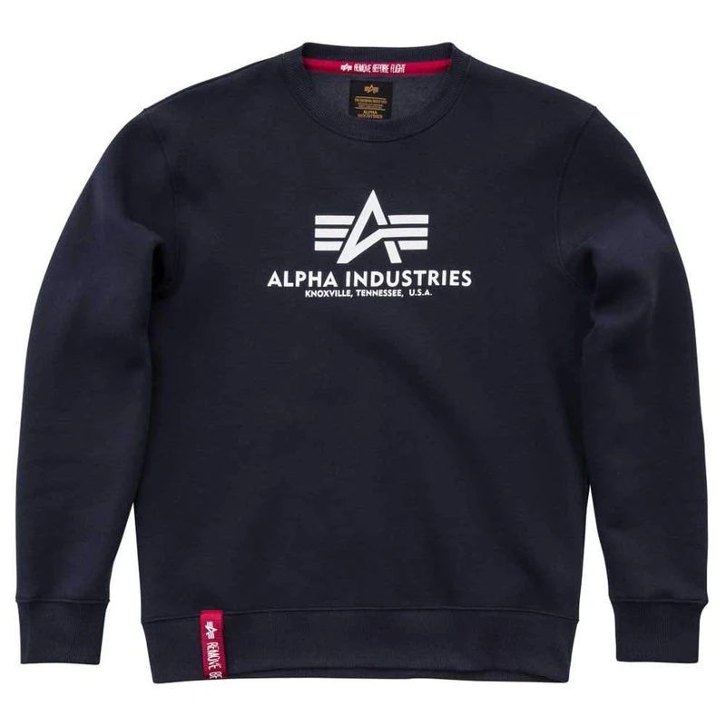 Alpha Industries Men's Basic Sweater Sweatshirt, Opaque, Navy, XXS