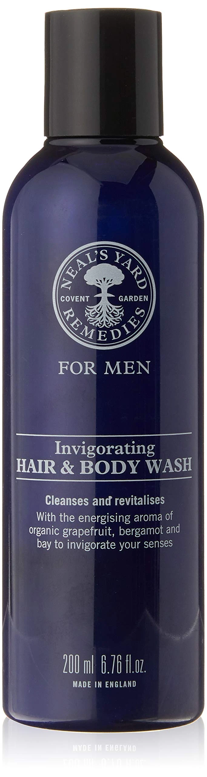 Neal's Yard Remedies | Invigorating Hair & Body Wash | Gifts for Men | Certified Organic Bergamot & Grapefruit Fragrance | Revitalises The Mind | 200ml