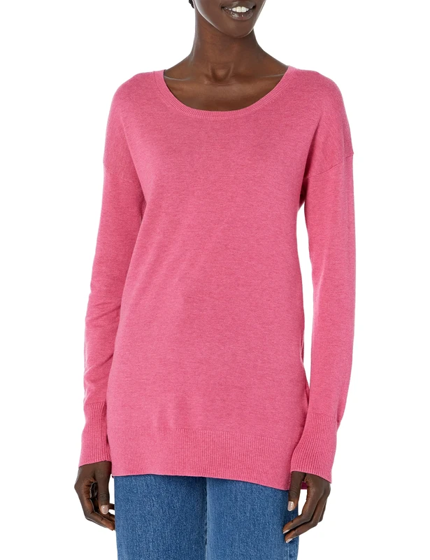 Amazon Essentials Women's Fair Isle Christmas Crewneck Pattern Jumper, Pink Heather, L