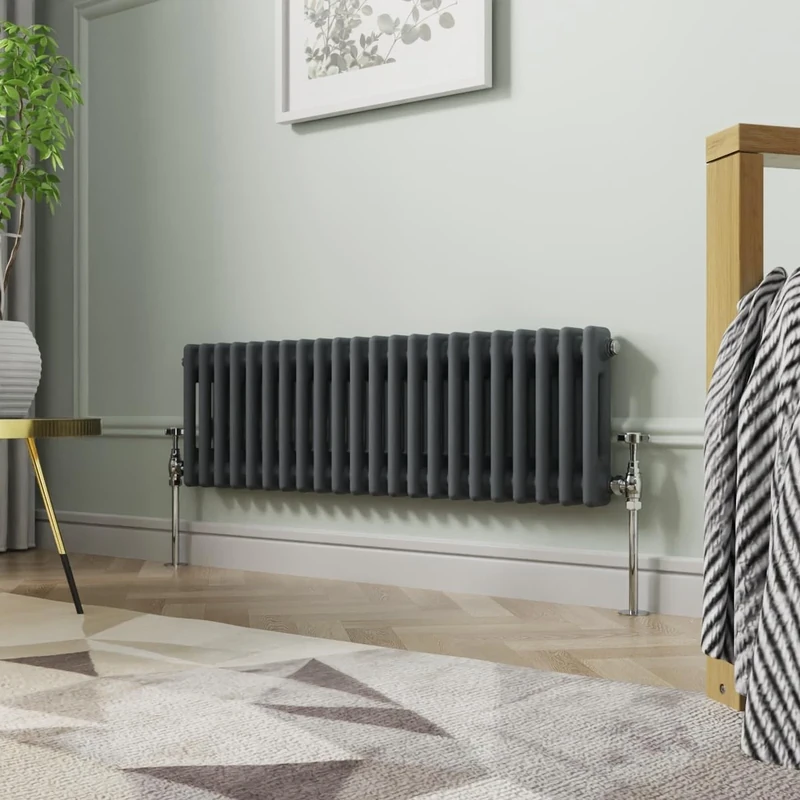 NRG 300 x 1010mm Traditional Anthracite Horizontal Cast Iron Style Radiator Double Panel