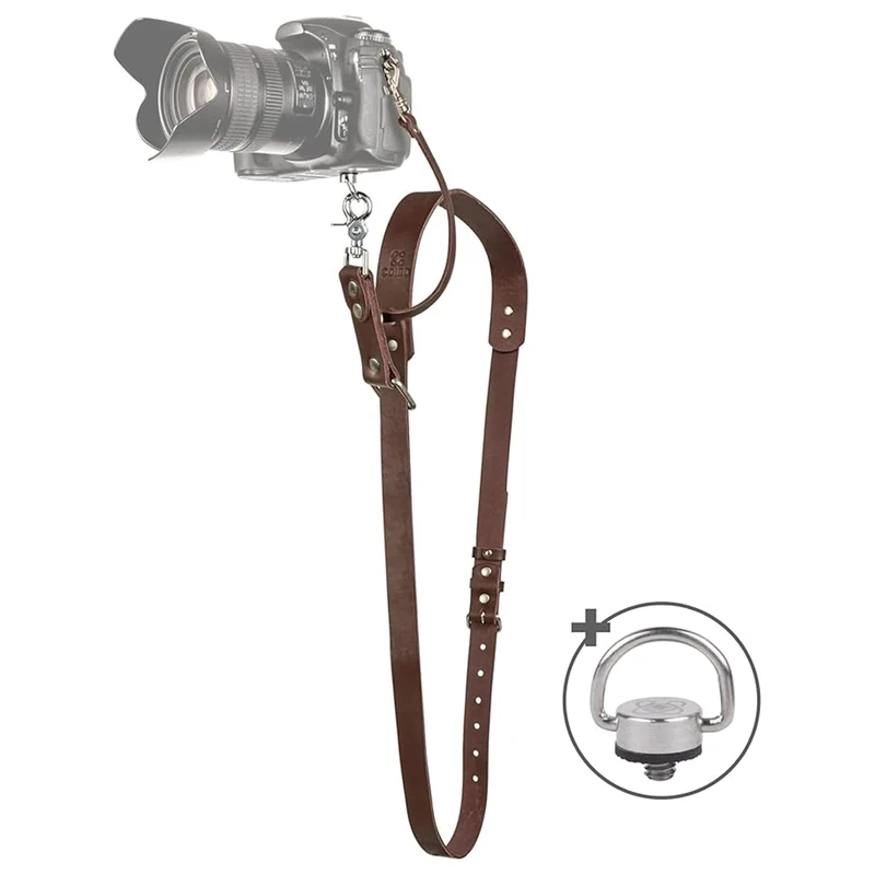 Leather Camera Strap for One Camera - Professional Single Leather Harness Shoulder Strap Quick Release Gear DSLR/SLR, Brown