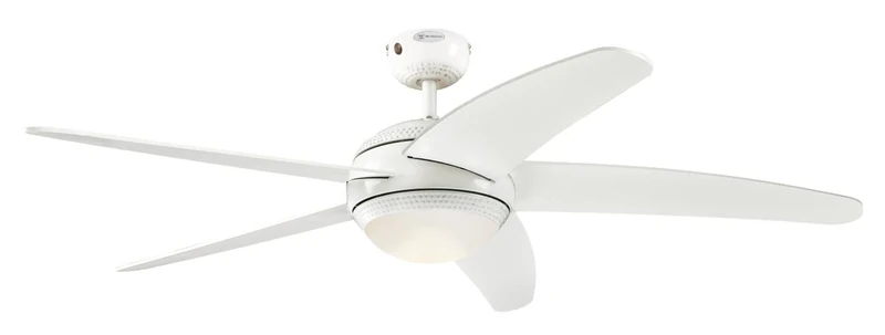 Westinghouse Lighting 72070 Bendan LED 132 cm Five-Blade Indoor Ceiling Fan, White Finish with Hammered Accents, Dimmable LED Light Kit with Opal Frosted Glass, Remote Control Included