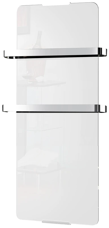 CHEMIN'ARTE Radiator Towel heater, 1200W IP24, White, with 2 Aluminium Towel Rails - 46x6x120cm - extra slim