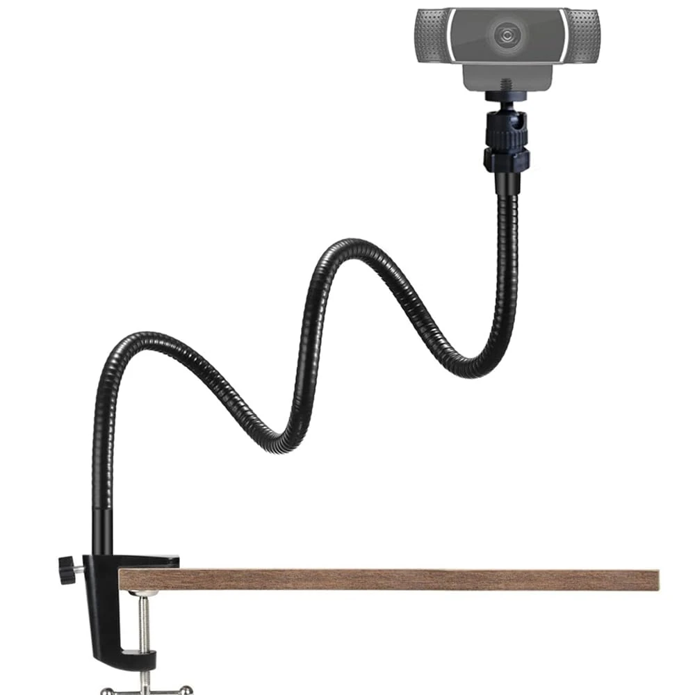 Tencro Adjustable 27" Gooseneck Desktop Webcam Stand Holder Camera Desk Clamp Mount for Logitech Webcam C925e C922x C922 C930e C930 C920 C615 and More (1/4" Threaded)