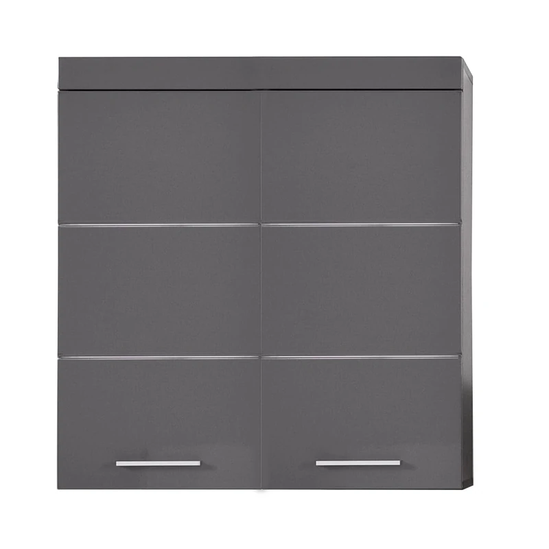 Furnline Bathroom Wall Cabinet With Plenty of Storage Space, Amanda, Agave Gray Glossy, 73 x 77 x 23 cm - Image 1