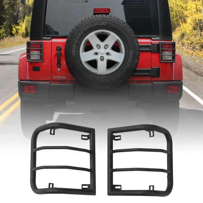 JeCar Strong Iron Taillight Cover for 2007-2017 Jeep JK Wrangler & Wrangler Unlimited - Pair