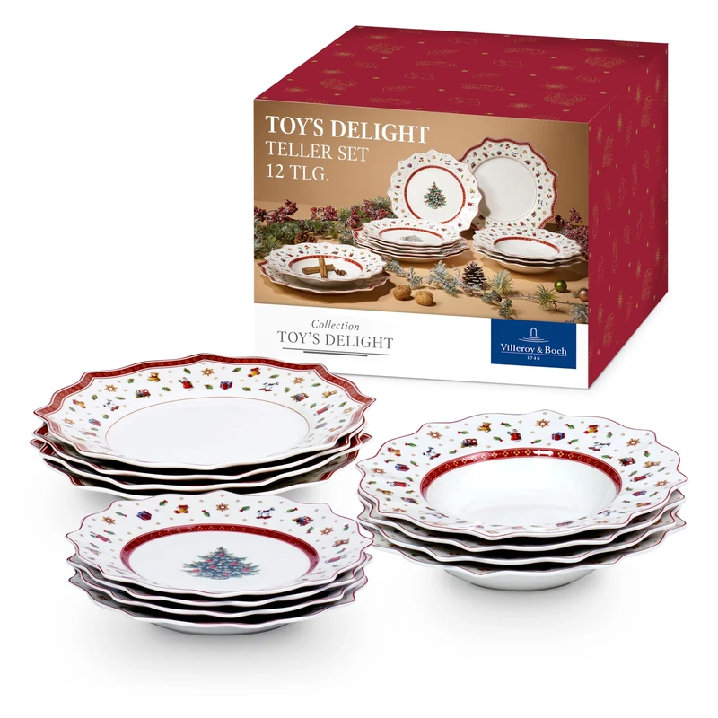 Villeroy & Boch, Multi, Set of Plates, 12 Pieces, White/Colourful