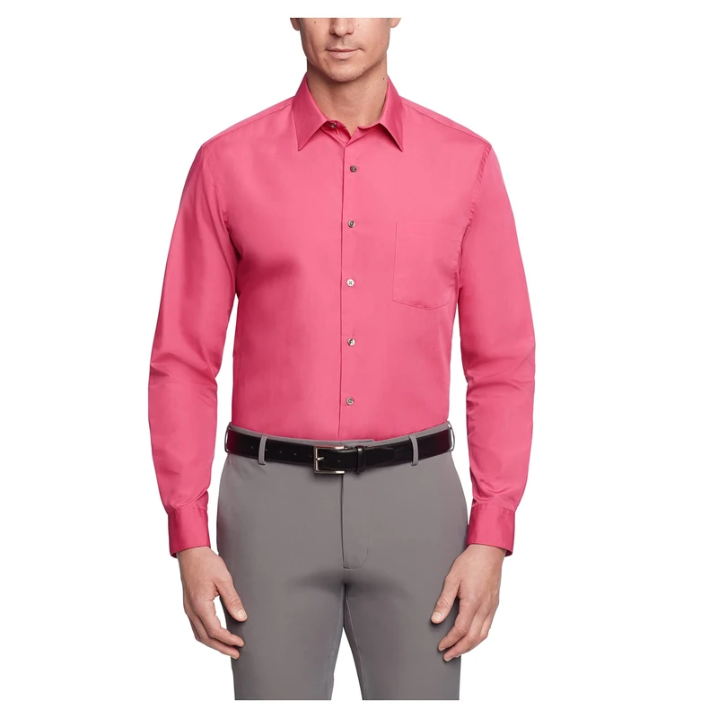 Van Heusen Men's Dress Shirt Regular Fit Poplin Solid, Desert Rose, 16" Neck 32"-33" Sleeve