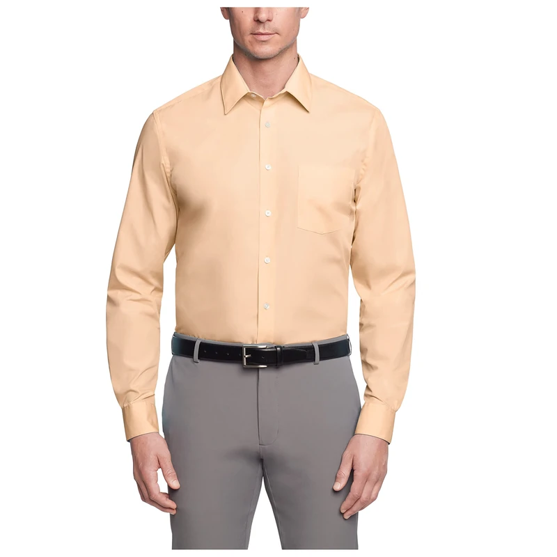 Van Heusen Men's Dress Shirt Regular Fit Poplin Solid, Scallop, 17" Neck 34"-35" Sleeve