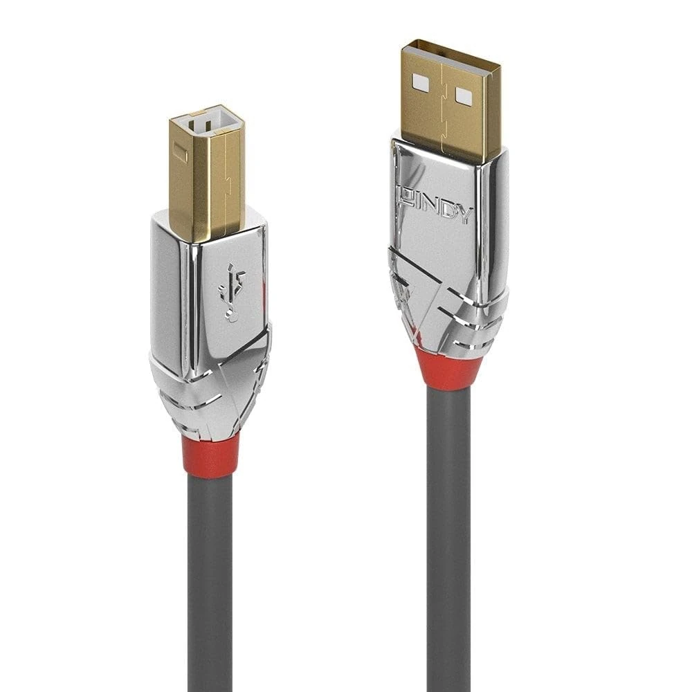 LINDY 2m USB 2.0 Type A to B Cable, Cromo Line