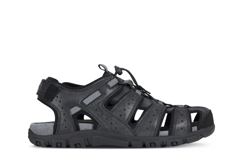 Geox Men's STRADA U Fisherman Sandal, BLACK, 6.5 UK