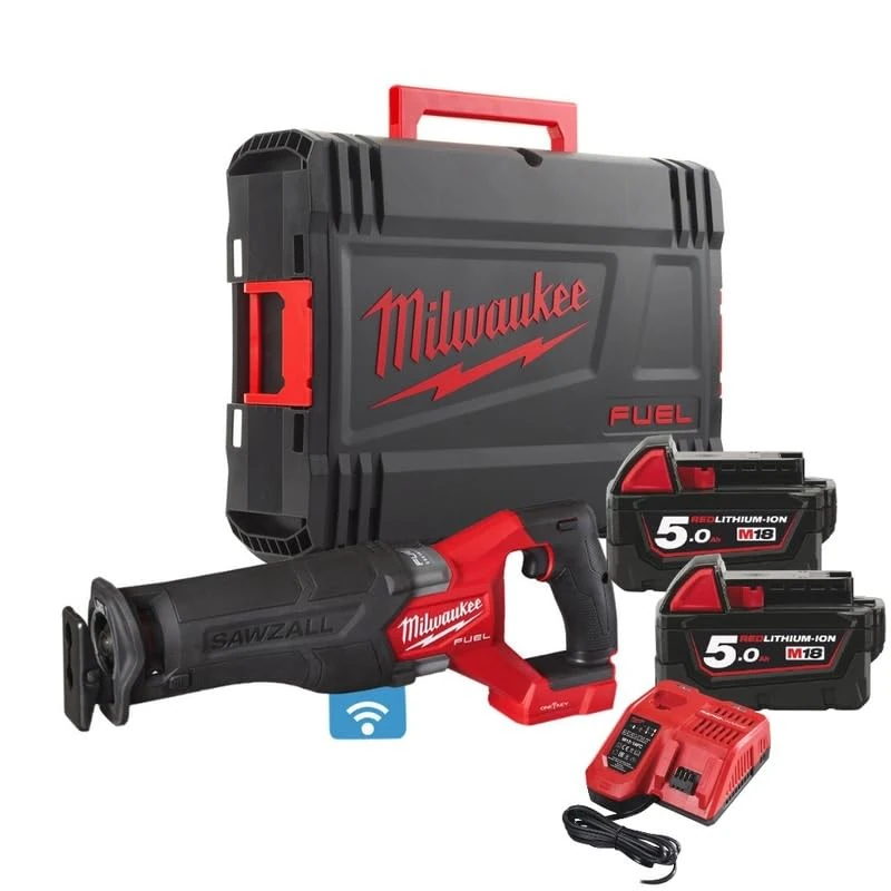 Milwaukee 0 M18FHZ-502X Cordless Reciprocating Saw 18 V / 5.0 Ah 22 mm Hub Red - Image 1