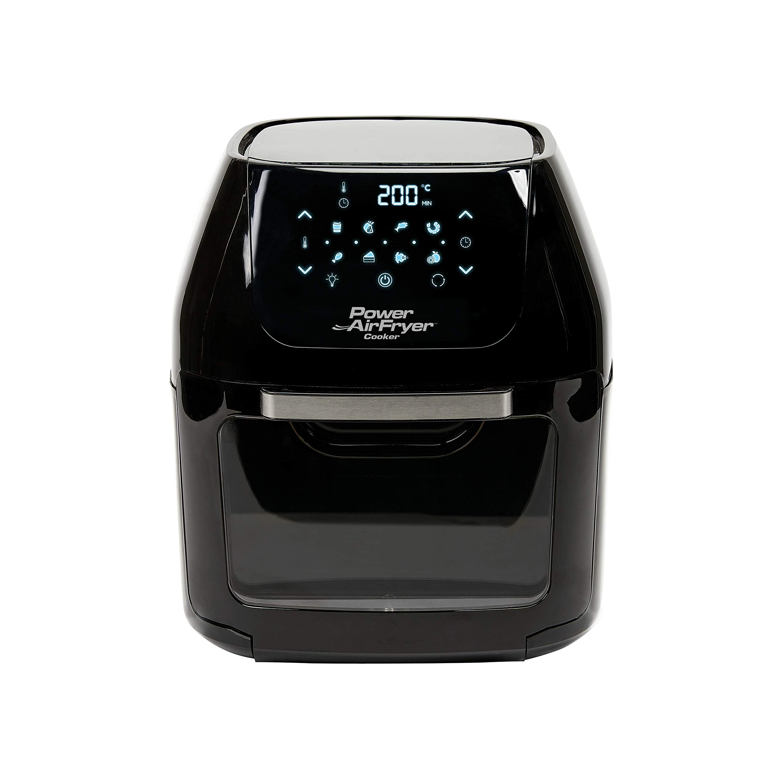 PowerXL Air Fryer Cooker 5.7L Capacity - Chip Fryer & Portable Oven - Oil Free Hot Air Fryer for Healthier Cooking - Rotating Rotisserie & Dehydrator - 1800W Black CM-001