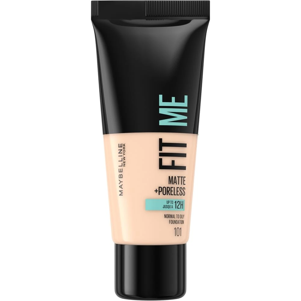 Maybelline Fit Me Foundation, Medium Coverage, Blendable With a Matte and Poreless Finish, For Normal to Oily Skin, Shade: 101 True Ivory, 30ml