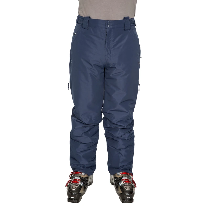 Trespass Roscrea, Navy, S, Waterproof Ski Trousers with Removable Braces, Ankle Zips, Gaiters & Side Vents for Men, Blue, Small